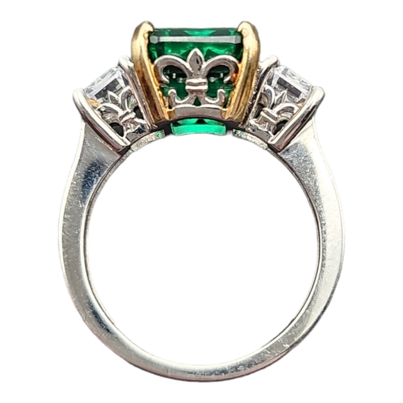 Jewelry - Sterling silver with gold green stone ring